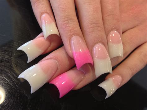 Pink And White Flare Acrylic Nails Flare Nails Bad Nails