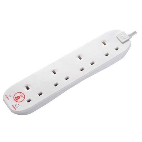 Bg Electrical Srg4210n Masterplug White 4 Gang Surge Protected Extension Lead With 2m Lead And 3