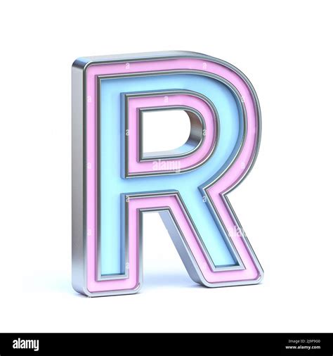 Blue And Pink Metal Font Letter R D Render Illustration Isolated On