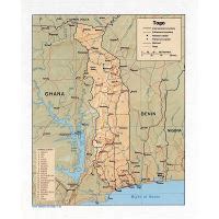 Detailed political map of Ghana, Togo and Benin with relief | Togo ...