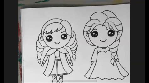 How To Draw Elsa And Anna Frozen Character Step By Step Tutorial By Leena Bandil Ma Am