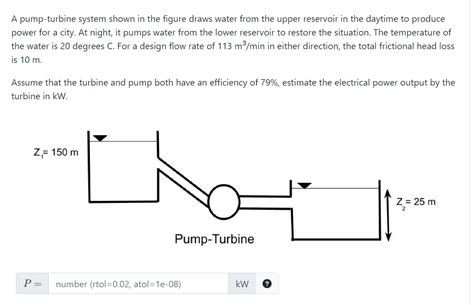 Solved A Pump Turbine System Shown In The Figure Draws Water Chegg