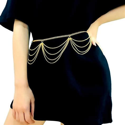 2019 Fashion Vintage Metal Waist Chain Gold Plated Belt Decoration Belt