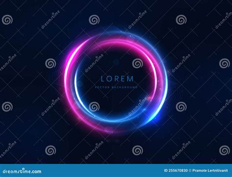 Abstract Technology Futuristic Neon Circle Glowing Blue And Pink Light