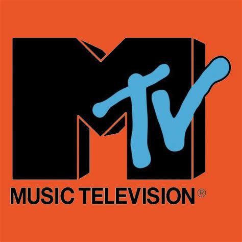 the music television logo is shown on an orange and black background ...