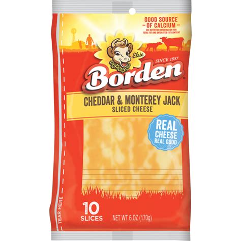 Borden Cheddar Monterey Jack Sliced Cheese Oz Pack Packaged