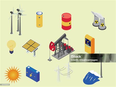 Berbagai Energi Terbarukan Dan Tidak Terbarukan Ilustrasi Stok Unduh