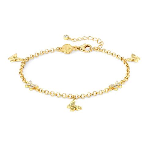 Pulsera TRUEJOY En Plata 925 Y Circonitas RICA E Mariposa Oro Amarillo