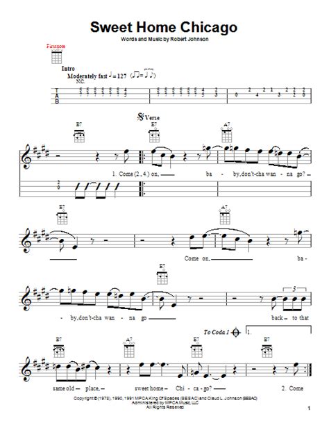 Sweet Home Chicago By Robert Johnson Sheet Music For Ukulele At Sheet