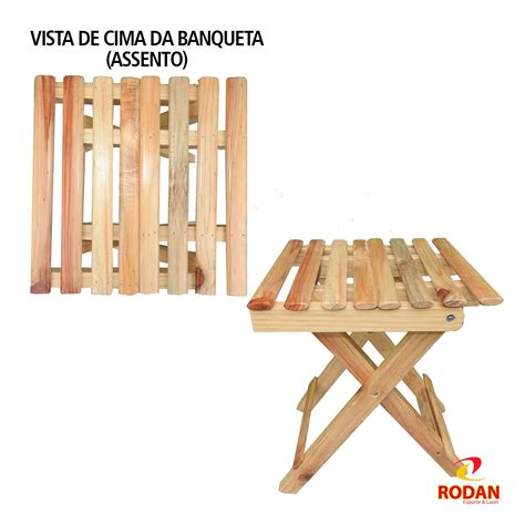 Banqueta dobrável em madeira Madeira pinus verniz PU Cod 2364