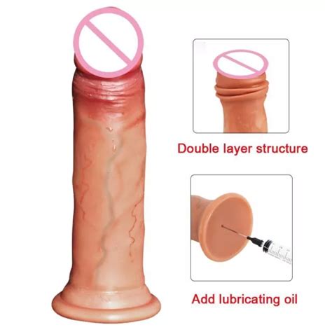DOUBLE LAYER STRUCTURE REALISTIC DILDO REAL SKIN FEELING HUGE BIG PENIS