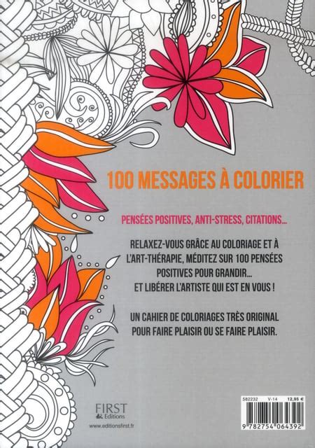 100 messages à colorier pensées positives anti stress Livres