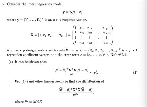 2 Consider The Linear Regression Model Y XB E Chegg