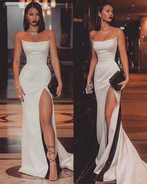 Sp1291white Strapless Mermaid Prom Dresseslong Prom Dresses With Side Slit · Sofieprom