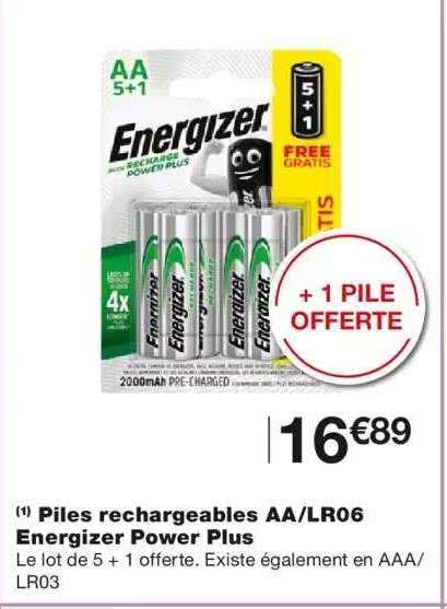 Promo Piles Rechargeables Aa Lr06 Energizer Power Plus Chez Monoprix