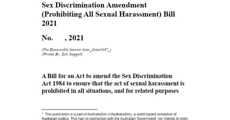 Sb2002 Sex Discrimination Amendment Prohibiting All Sexual Harassment Bill 2021 2nd