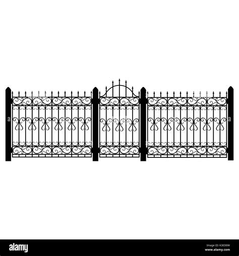 Vector Illustration Wrought Iron Modular Railing And Fence Vintage