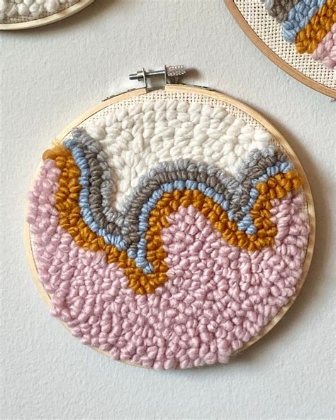 Punch Needle Wall Art Embroidery Hoop Fiber Art Hanging Neutral Color