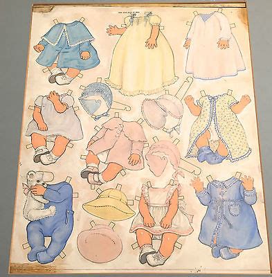 Original Paper Doll Artwork Signed By Queen Holden Baby Dolls