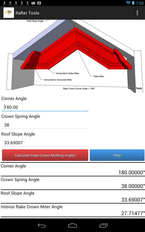 Rafter Tools For Android Apps Calculator Crown Molding Miter And Bevel