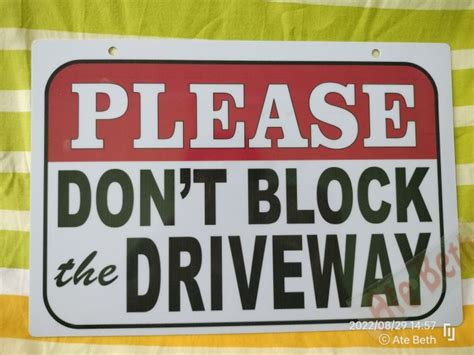 Please Don T Block The Driveway Signage PVC Plastic Like ID 7 8x11