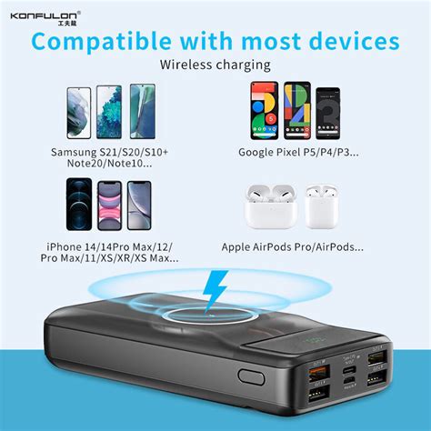 Konfulon Portable Mah Capacity Magnetic Wireless Charge Power Bank