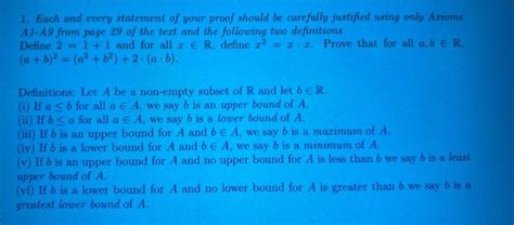 Solved 1 Each And Every Statement Of Your Proof Should Be