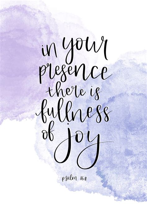 Fullness Of Joy Printable Bible Art Psalm Hand Lettered Christian