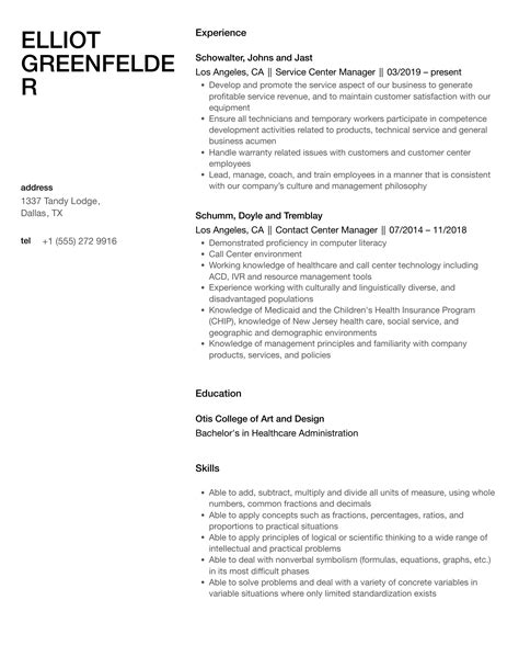 Center Manager Resume Samples Velvet Jobs