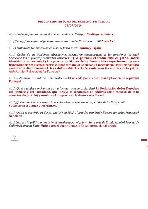 05 07 Historia DEL Derecho 2do Parcial Actuall PREGUNTERO HISTORIA