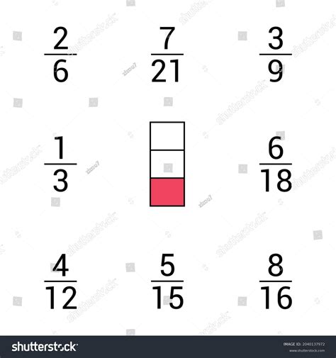 Equivalent fractions chart of one third - Royalty Free Stock Vector ...