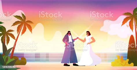 Newlywed Lesbian Couple Walking On Beach Transgender Love Lgbt