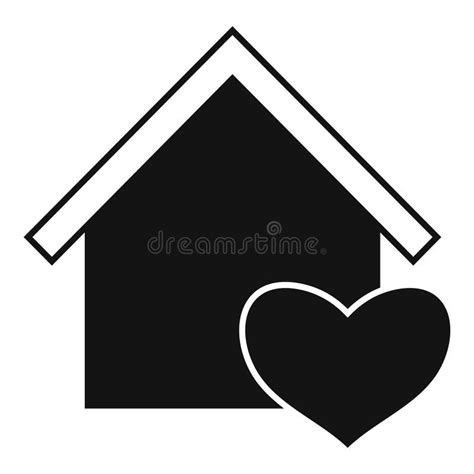 Simple Black House Icon With Heart Representing Love For Home Stock