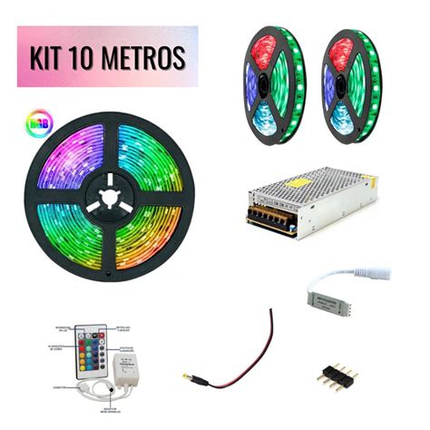 Kit Metros Fita Led Rgb Colorida Silicone V