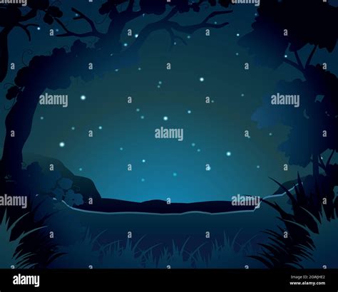 Silhouette forest night Stock Vector Images - Alamy