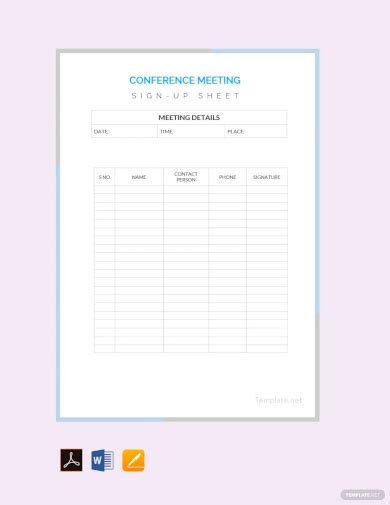 Free Sample Sign Up Sheet Templates In Pdf Ms Word Apple Pages