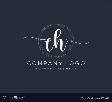 Initial Ch Feminine Logo Usable For Nature Salon Vector Image