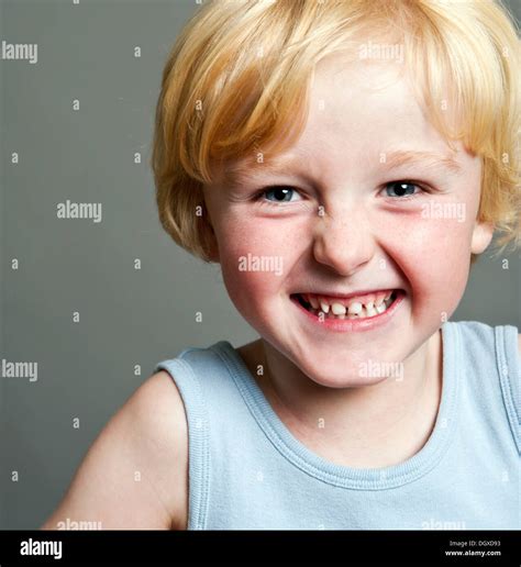 Five Year Old Boy Smiling Portrait Stock Photo Alamy