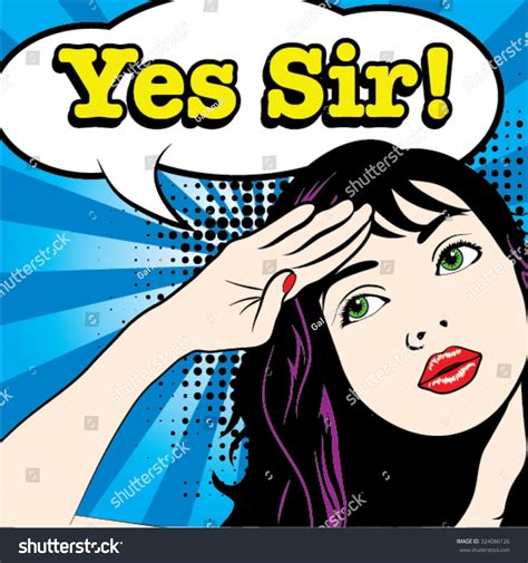 Pop Art Woman Salute Yes Sir Sign Vector Illustration 324086126