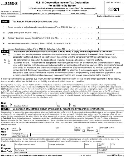 Irs Form 8453 S Download Fillable Pdf Or Fill Online Us S Corporation