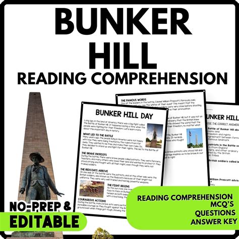 Bunker Hill Day Reading Comprehension Worksheet - Teachers Stock