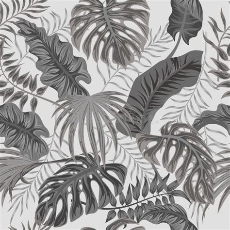 Tropical Palm Leaves Jungle Leaves Seamless Vector Floral Pattern