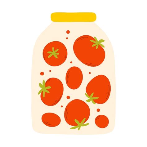 Premium Vector A Jar Of Canned Tomato Vector Illustration Of Homemade