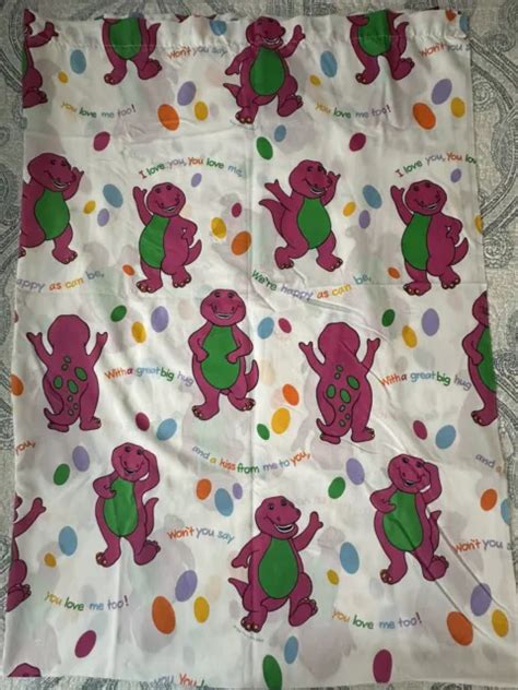 Vintage Barney The Dinosaur 1992 Twin Flat Sheet Usa Made Fabric Crafts Euc £14 18 Picclick Uk