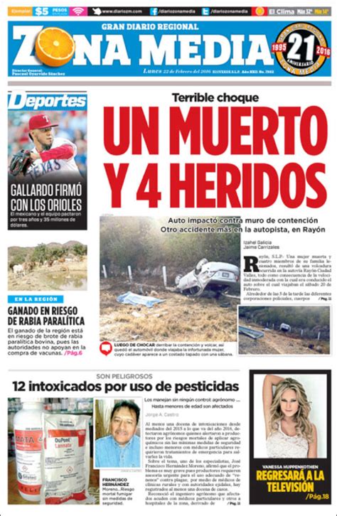 Periódico Zona Media (México). Periódicos de México. Edición de lunes ...