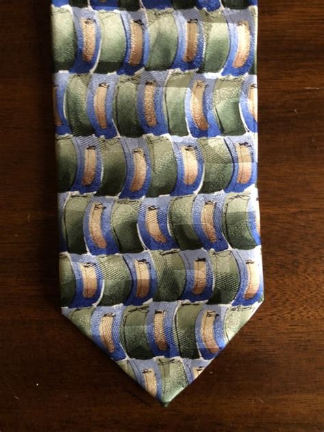 Jerry Garcia Blue Green Beige Silk Tie Extra Long Vir Gem