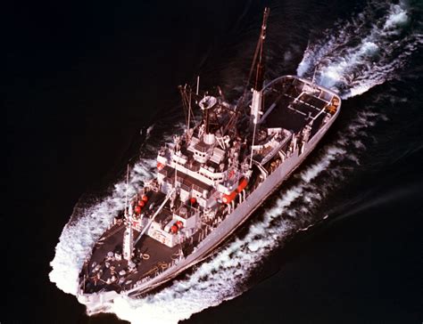 An Elevated Port Bow View Of The Salvage Ship Uss Salvor Ars