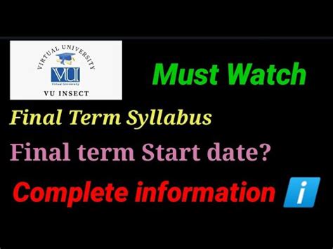 Vu Final Term Syllabus Spring Vu Final Term Start Date Announced