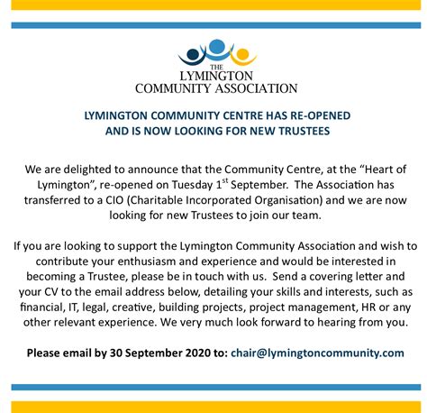 Trustee Advert (2) - Lymington Community Association