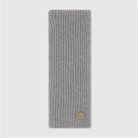 Wool Cashmere Scarf With Double G In Light Grey Gucci® Us